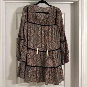 Elegant Long Sleeve Patterned Dress